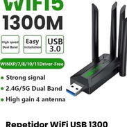 Adaptador WiFi USB 1300 Mbps De alta velocidad WiFI 5G/2.4G Bandas de doble banda de 5 GHz y 2.4 GHz, velocidad wifi de - Img 57912386