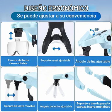 SE VENDE ESPEJUELOS TIPO LUPA DE AUMENTO,LUZ LED Y  5 LENTES DE INTERCAMBIO NUEVA EN CAJA 5-278-7004 - 2/5