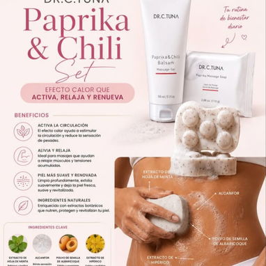 Dúo Jabón y Gel de Paprika 🌶️ de FARMASI.Para reafirmar y tonificar la piel,reduce estrías,celulitis y para circulación - 4/7