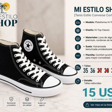 Tenis estilo Converse corte alto - 3/6