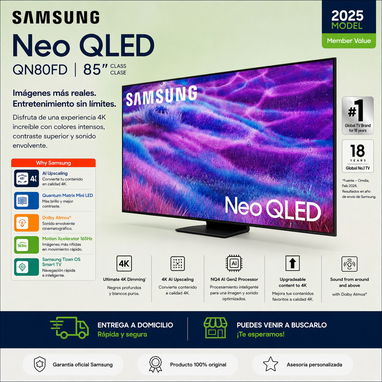 Samsung de 85” Neo QLED con Quantum Mini LED( QN80FD Modelo 2025) Smart TV 4K UHD - Img 123884012