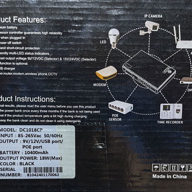 Mini UPS (Backup) 10400ma para moden, router, swicht, camara de seguridad, etc 58757374 - 2/2