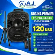 🔉Bocina Premier 15". Tripode y Micrófono inalámbrico. Nuevas en caja sellada. - Img 51861206