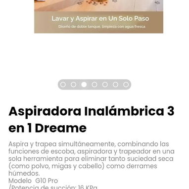 Aspiradora Inalámbrica 3 en 1 Dreame. Aspira y trapea simultáneamente, combina funciones  escoba, aspiradora, trapeador - 3/6