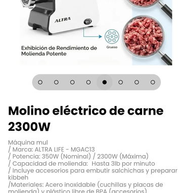 Molino eléctrico de carne 2300W Máquina mul. Marca: ALTRA LIFE - MGAC13 - 5/8
