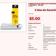 Regleta Eléctrica Q7 15A con Soporte para Montaje en Pared y 6 Salidas VPT#-0267 - Img 55437542