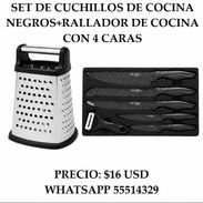 SET DE CUCHILLOS DE COCINA NEGROS+RALLADOR DE COCINA CON 4 CARAS, ENTREGA DE FACTURA, VARIEDAD DE OFERTAS ESPECIALES - Img 55741989