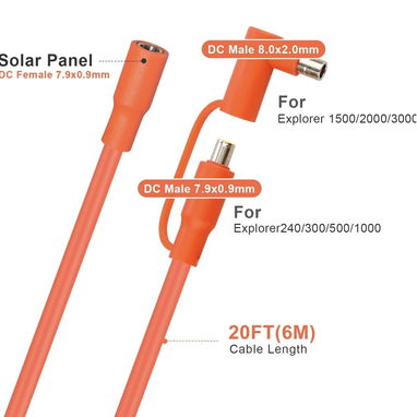 Cable de Extensión Solar - 6 Metros (20 FT) - 2/3