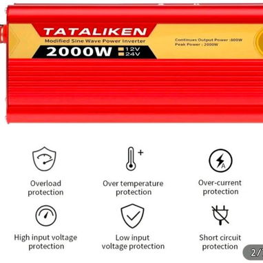 INVERSOR CONVERTIDOR 2000W DE CORRIENTE PARA SISTEMA SOLAR 12V A 110V NEW!!!!! - 2/3