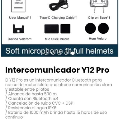 Intercomunicador Y12 Pro. Perfecto para mantenerte conectado, escuchar música o seguir el GPS - Img 113831732
