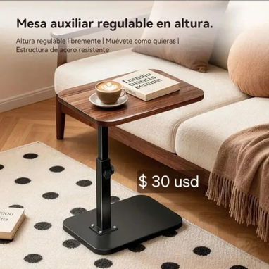 MESA AUXILIAR, DE MADERA CON SOPORTE METÁLICO - 3/8