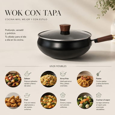 Wok profundo con tapa / Sartén grande (cv) - 2/6