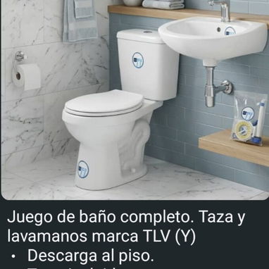 Juego de taza sanitaria más lavamanos con pedestal - Img 123068361