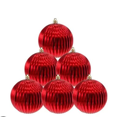 Set de 6 bolas de navidad con relieve - 7/8
