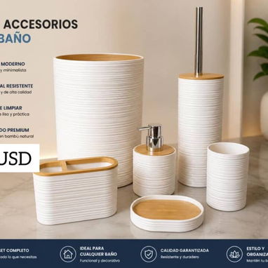 Set de accesorios para baño negro y blanco - Img 121434631