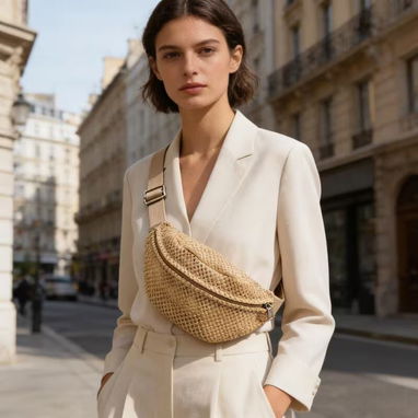 👜 Bolso de Paja para Playa – Cremallera de Gran Capacidad - 4/5