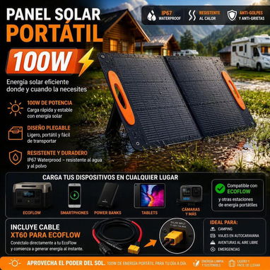 PANEL SOLAR PORTABLE 100 WATT REAL PROFESIONAL NUEVO EN SU CAJA - 2/5