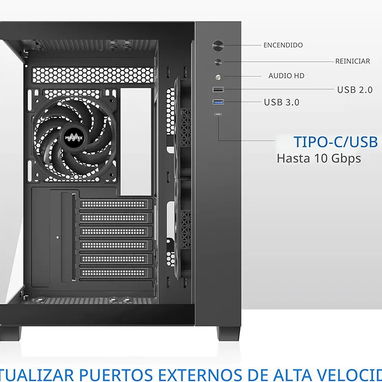MUSETEX Caja ATX Gaming 📦 Nueva 🖥️ ATX | vidrio templado 270° 🌬️ 3 ventiladores 120mm - Img 123724739