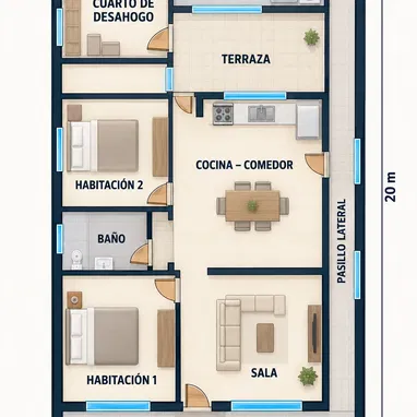 Vendo casa placa libre primera planta Holguin - 7/8