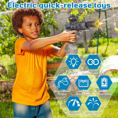 🔫 Pistola de Agua Eléctricas 💦 Juguetes de Verano 🌞 Alta Capacidad ✨ Iluminadas con Silenciador Automático - 3/5
