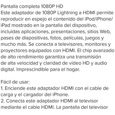 Lightning HDMI para iPhone,iPod / IPad - Img 96797675