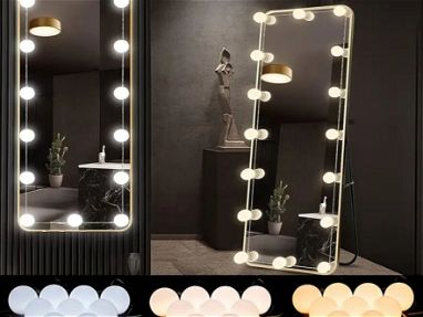Luces para decoración de espejos salon de belleza 10 bombillas 3 temperaturas de luz , regulador d intensidad, puertousb - Img 65650664