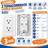 COMBO DE 2 TOMACORRIENTES DOBLES BLANCOS - Img 58485588