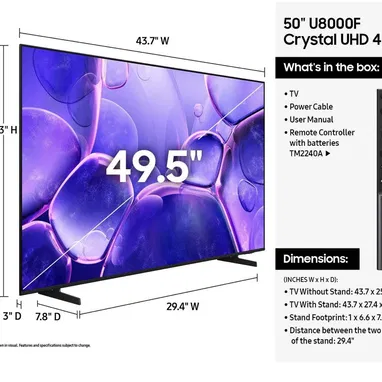 Samsung de 50” 4K  Crystal UHD U8000FB modelo 2025 Smart TV - 2/9