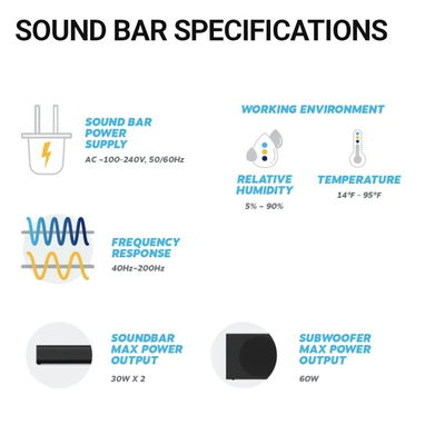 Barra de sonido 2.1. ELEMENT. Barra de Sonido: ⭐ 30W x 2 Largo 80cm. -Subwoofer Inalámbrico ⭐60W Largo. - Img 117525307