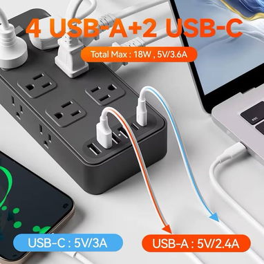 ☎️53544655 🛵 Entrega Disponible ⭐Regleta Multitoma con USB – Cable de 10 Pies ⭐ - Img 113685907