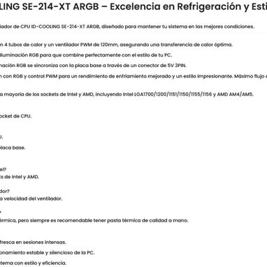 (X) Refrigerador CPU ID-COOLING SE-214-XT ARGB $44.00 - Img 126481129
