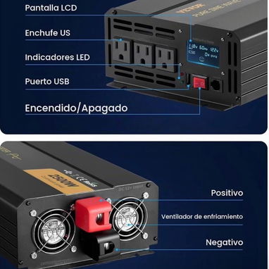 Inversor kit 12 v Inversor+batería+cargador - 2/3