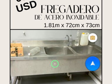 9 SE VENDE FREGADERO DOBLE DE ACERO INOXIDABLE CON SU LLAVE MEZCLADORA - Img main-image