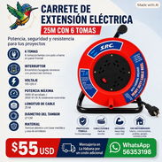 CARRETE DE EXTENSIÓN ELÉCTRICA S.P.C. DE 25 METROS CON 6 TOMAS - Img 58232935
