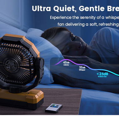 Ventilador recargable portátil KORBOT 36000mAh (+ 120Hrs uso continuo) Luz LED y mando a distancia, POWER BANK, Nuevo - 9/10