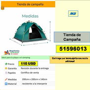 MV-622-TIENDA DE CAMPAÑA.....110 USD....51596013..MENSAJERIA COSTO ADICIONAL - Img 55788302