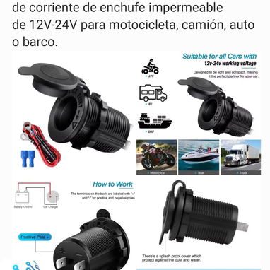 Cargador USB para autos o motos tipo cachimba - Img 102895383
