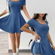 Vestido azul talla L con short - Img 56565308