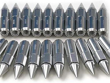 tuercas/clanes de llantas M12 x 1.5, cromadas, montadas en aluminio, tuerca extendida en forma de espina de 90 mm - Img main-image