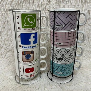 Set de 4 tazas de café o te con soporte - Img 123485173