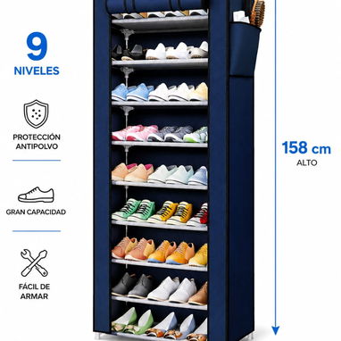 Zapateras de 9 niveles cubiertos de lona para proteger los zapatos del polvo en 24 USD - 2/5