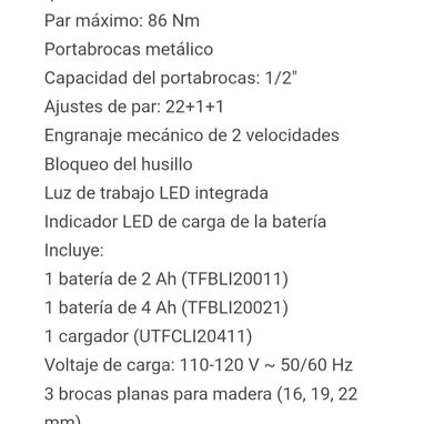 TALADRO INALAMBRICO ATORNILLADORA - Img 120504826