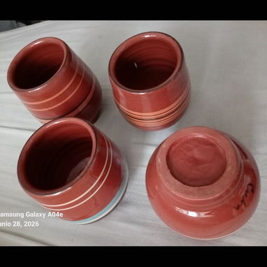 Juego de 4 vasos de cerámica. Manufactura de calidad - 5/8