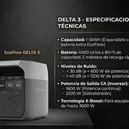 EcoFlow DELTA 3 con 1024Wh, 1800W - Pico 3600W, Carga Rápida y Batería LiFePO Estación de Energía Portátil - Img 54905999