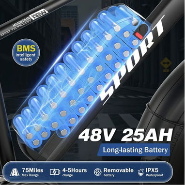 Bicicleta Eléctrica G29 1000W 2500W Peak 48V 25Ah 26 Fat Tire Negro 🔶 - 6/6