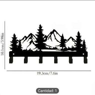 Llavero de pared encantador con forma de bosque de metal y ganchos - Img 116513382