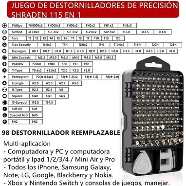 🛠️​ JUEGO DE DESTORNILLADORES 115 EN 1 🛠️​ LIT MAGNETICO 🛠️​ EXTENSOR FLEXIBLE - EXTENDIBLE 🛠️​ 5887.23.60 - Img 103647541