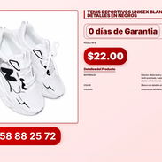 TENIS DEPORTIVOS UNISEX BLANCOS CON DETALLES EN NEGROS VPT#-0046 - Img 56823465