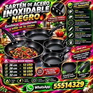 SARTÉN DE ACERO INOXIDABLE NEGRO, VARIAS MEDIDAS, NUEVO EN SU EMPAQUE. ENTREGA DE FACTURA. VARIEDAD DE SARTENES - Img 57463520
