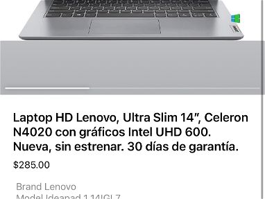 🔰Laptop HD Lenovo, Ultra Slim 14”, Celeron N4020 con gráficos Intel UHD 600. Nueva, sin estrenar. 30 días de garantía. - Img main-image